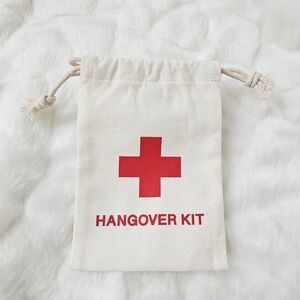 Mini Hangover Survival Kit Pouch Drawstring Bag Linen